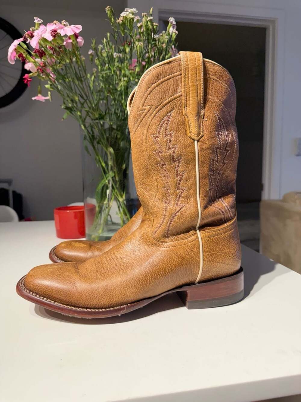 TECOVAS THE DOC SIZE 11D BUCKSKIN DEERSKIN BOOTS